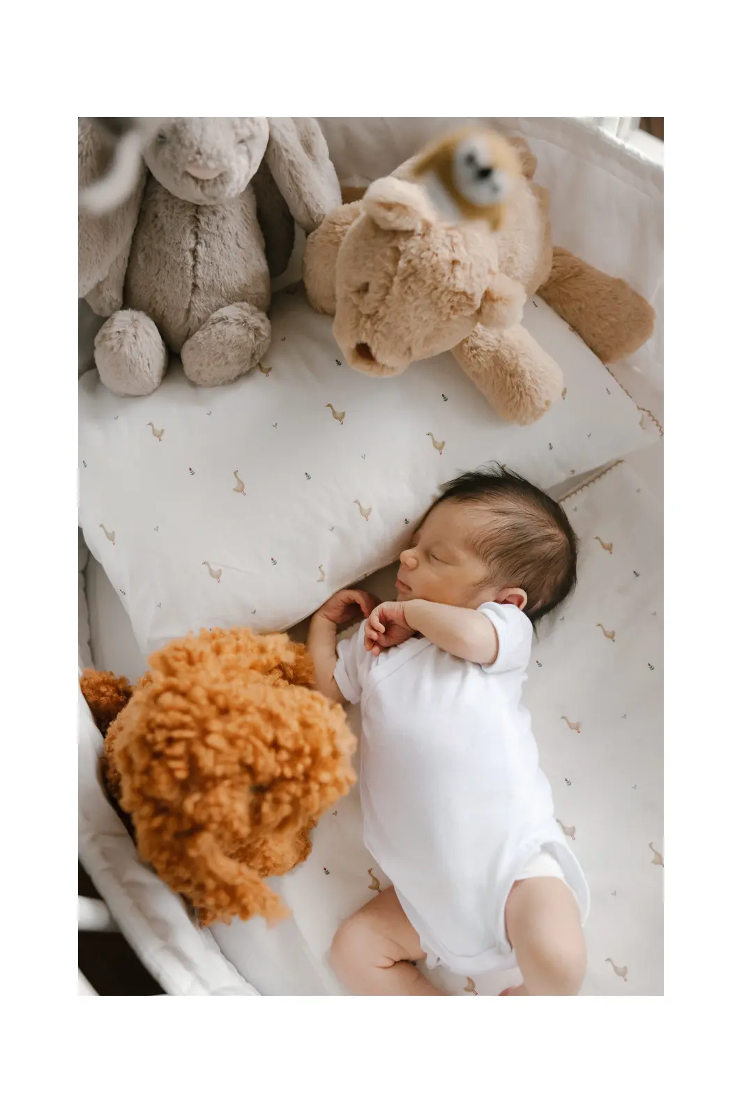 Newborn fotografiranje beba spava u krevetiću.